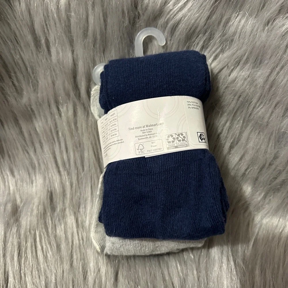 Wonder Nation Footed Cotton Tights Baby Toddler Girl Size 18-36 Months Gray Blue